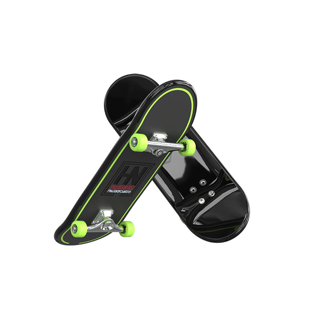 HN Premium Fingerboards - Black w/Green Accents (Gloss-Top Series)