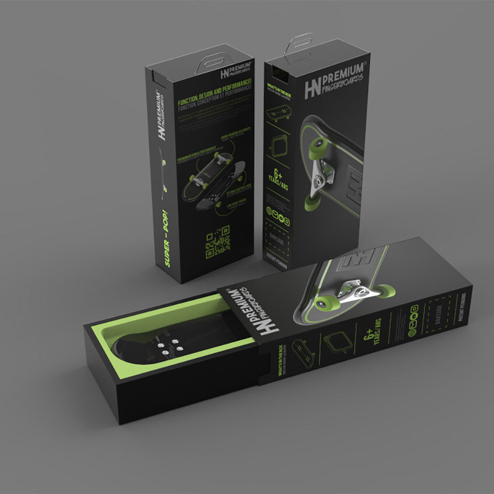 HN Premium Fingerboards - Black w/Green Accents (Gloss-Top Series)