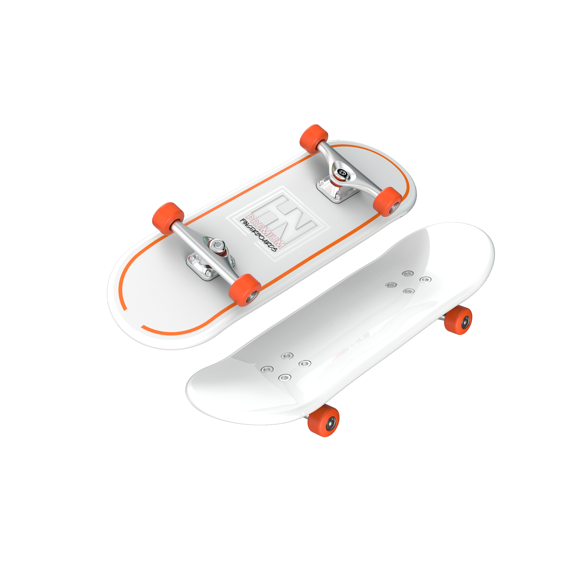 HN Premium Fingerboards - White w/Orange Accents (Gloss-Top Series)